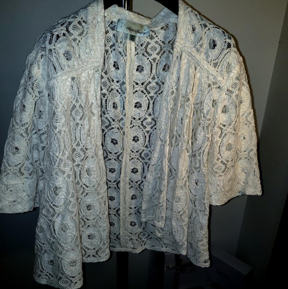 Beth bowley white lace cardigan small